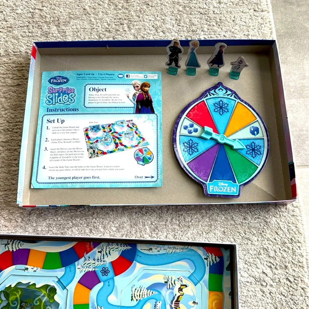 Disney's FROZEN Surprise Slides 2014 Board Game COMPLETE- Excellent Condition